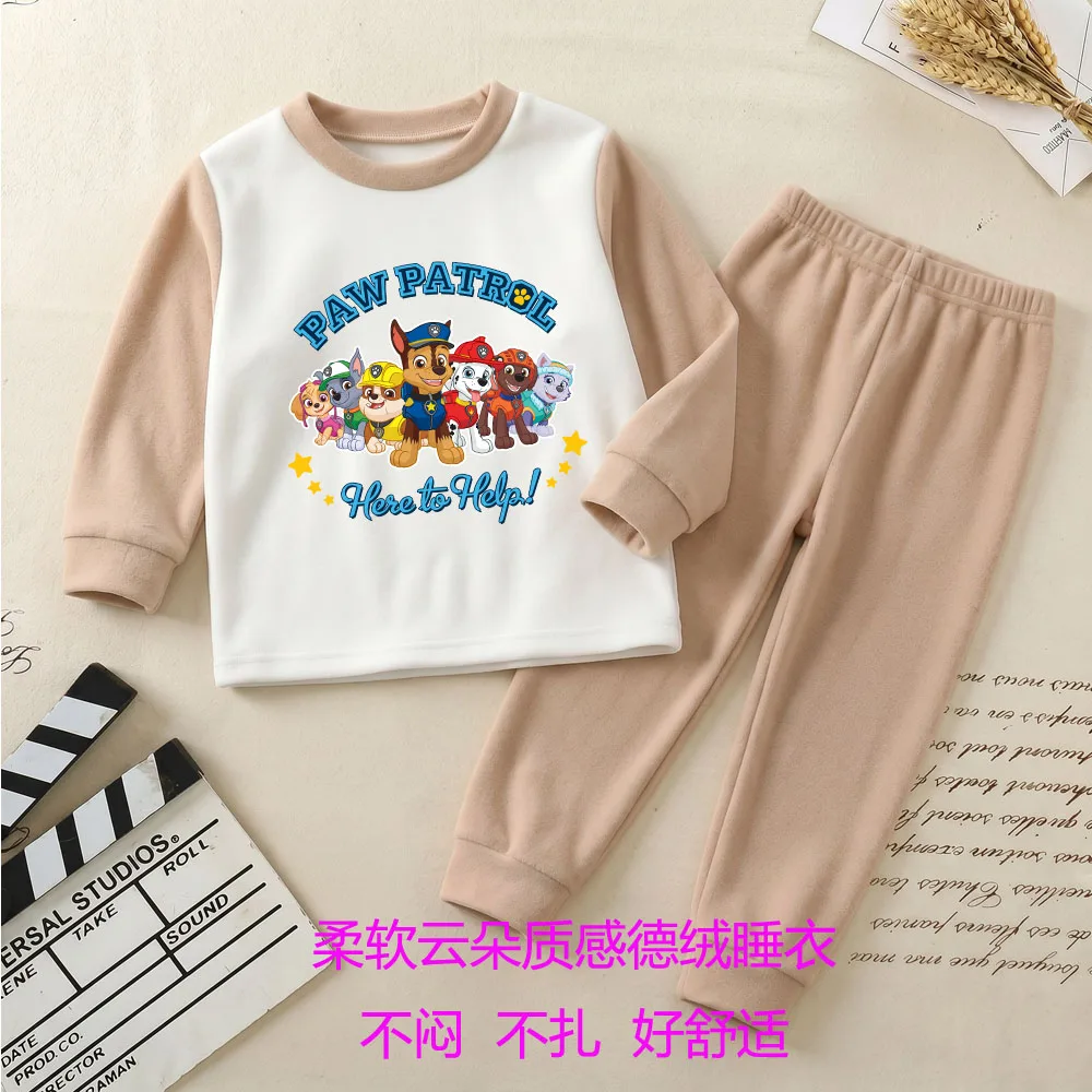 Autumn Winter Boys Fashion Home Clothing Sets Kids Warm Thicken Soft Bottom Clothes Suit Children Long Sleeve Pajamas Sleepwear