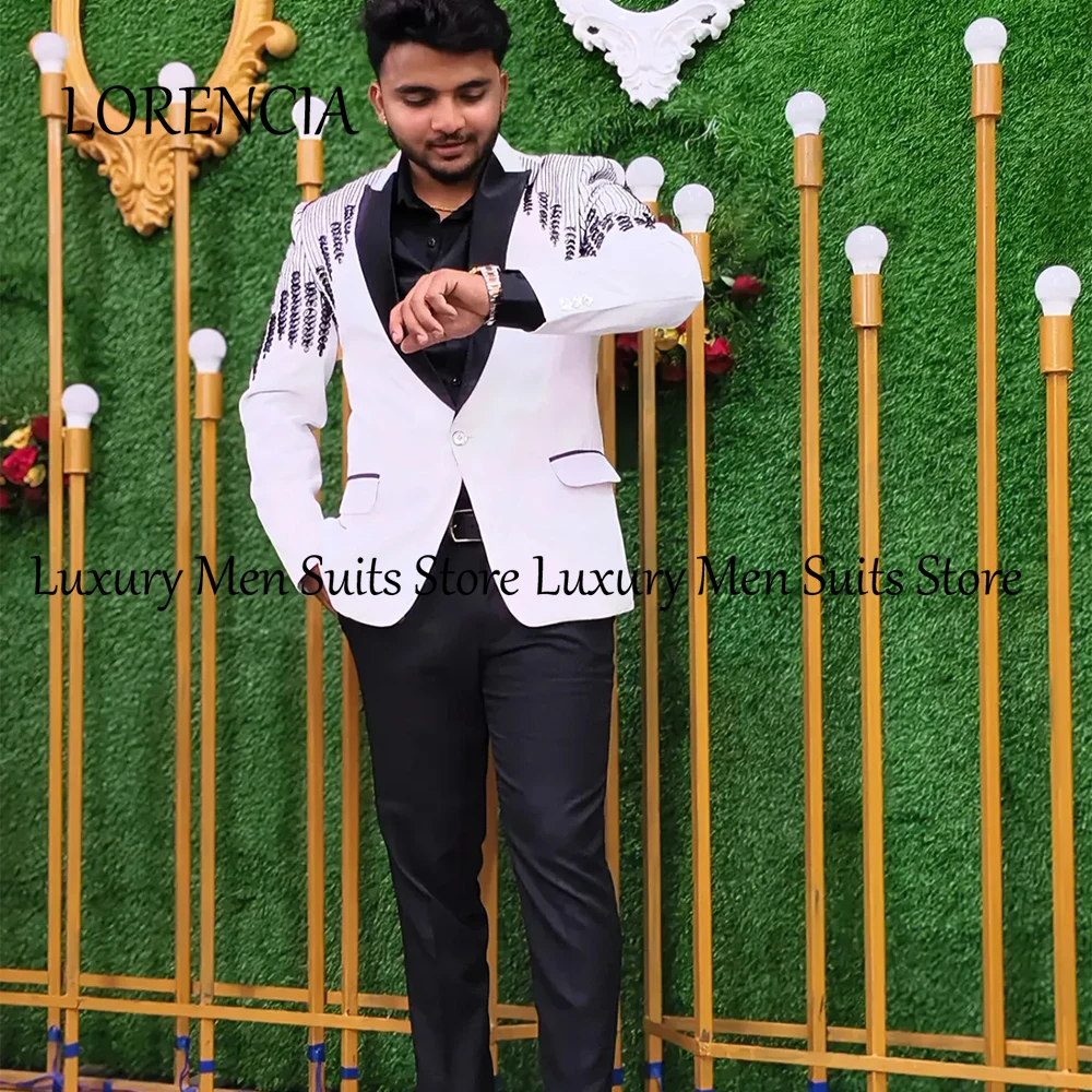Simple Stripe Ornament Men Suits 2 Pieces Sets Wedding Groom Tuxedos Customized Male Party Blazer Pants jaqueta masculina couro