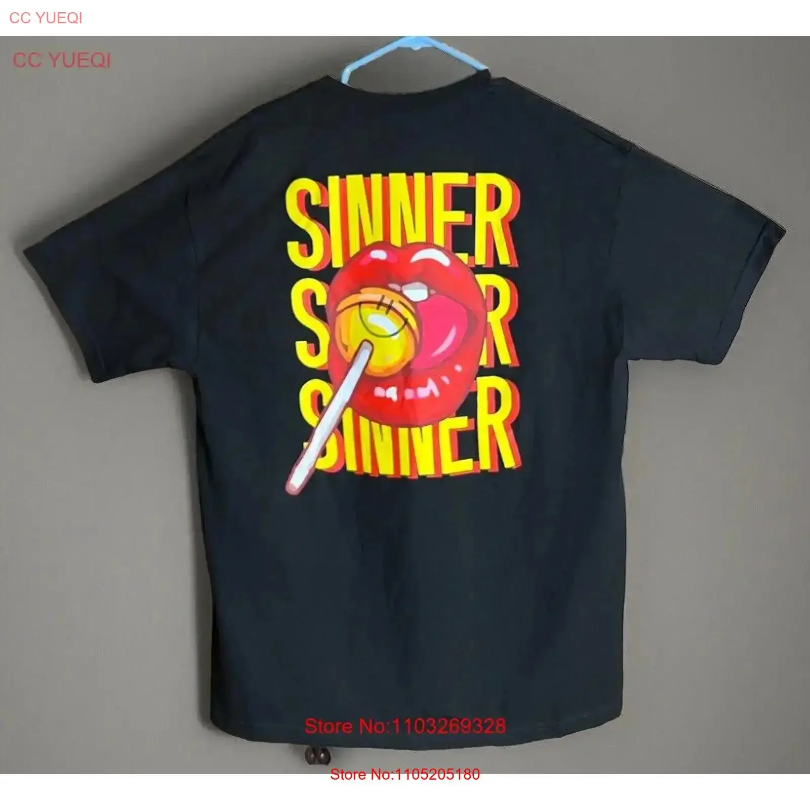 Men's Yours Truly Sinner Mouth Sucker T Shirt Black Size XL vintage Washed graphic Comfortable Stylish Casual Versatile