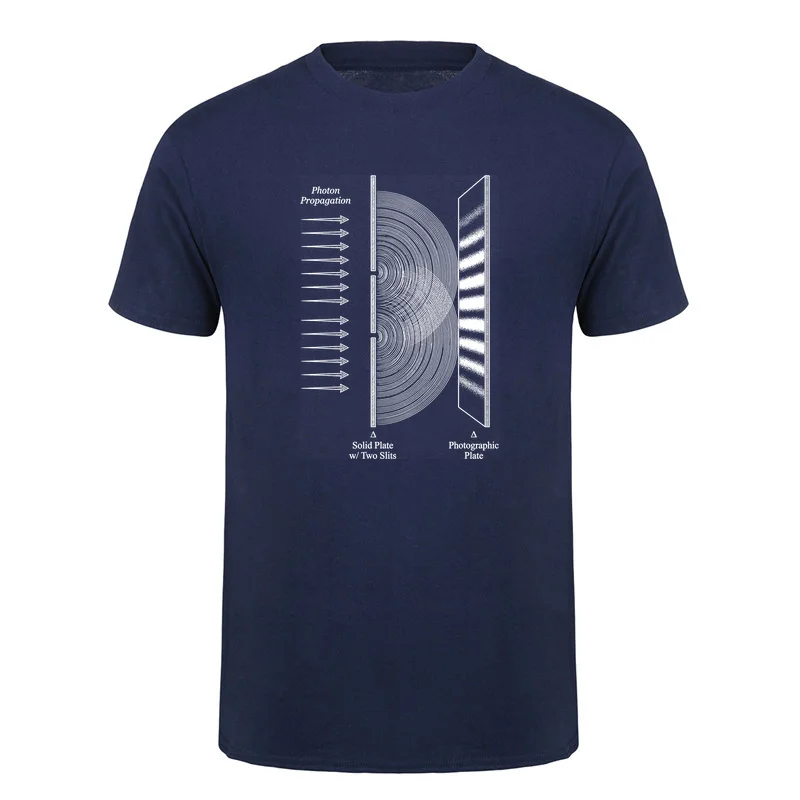 Physics Quantum Science T-shirt Double Slit Experiment Light Interference Diagram T Shirts Scientist Gift Unisex Wear DA-1192