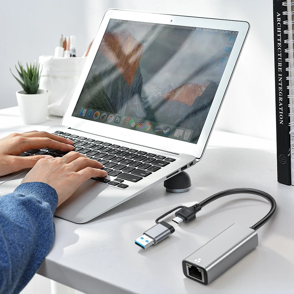 Проводной адаптер USB C к Ethernet RJ45 2,5G, адаптер Gigabit Ethernet 2500 Мбит/с, сетевой адаптер USB 3.0 USB C с USB C для ноутбука