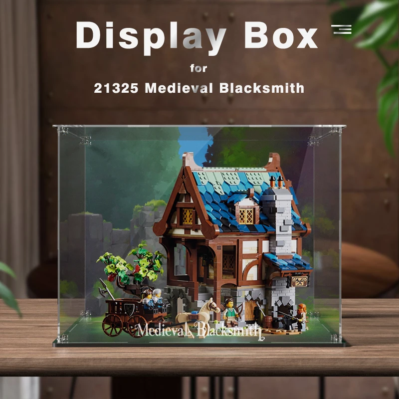 Acrylic Display Box for Lego 21325 Medieval Blacksmith Dustproof Clear Display Case (Lego Set not Included）