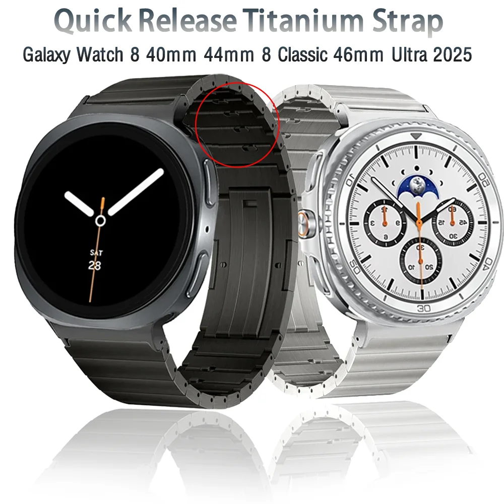สายโลหะไทเทเนียมสําหรับ Samsung Galaxy Watch 8 40/44 มม.คลาสสิก 46 มม.สร้อยข้อมือ Galaxy นาฬิกา Ultra 2025 47 มม.Correa