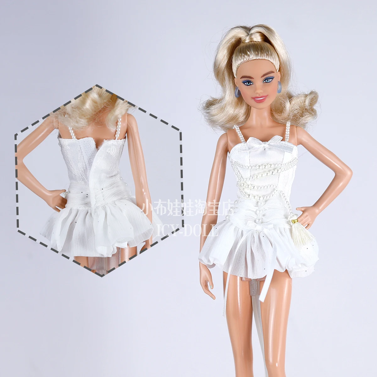 New Designed Pearl White Elegant Party Dress Doll Clothes For Barbi ICY Blythe Licca Dolls Fashion Outfit Accessories