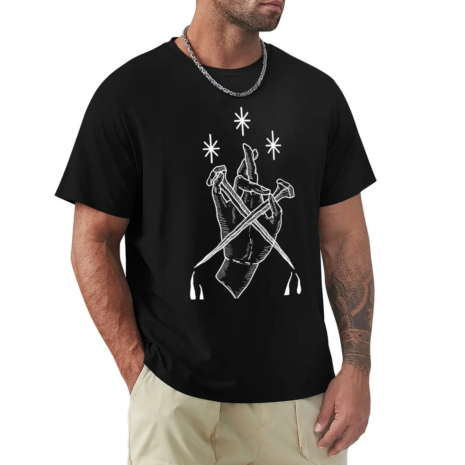 Hand with bleeding nails in medieval engraving - WHITE T-Shirt Plus Size Quick Dry Sports Tee