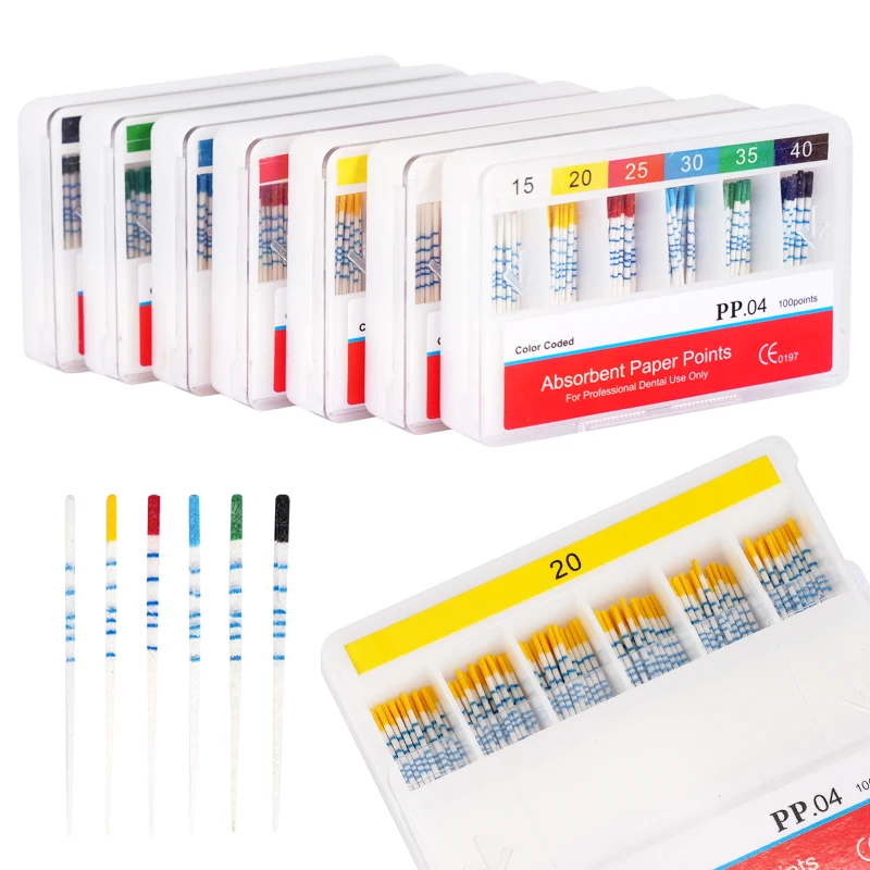 

100PCS/box Dental Absorbent Paper Points With Scale 15-40# Endodontics Absorbent Paper Cone Dental Clinics Consumables