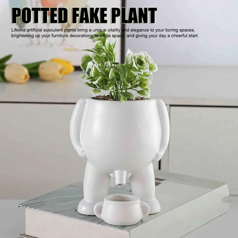 D9 Ceramic Flower Pot Simulation Innovative Little Man Pees Decoration Succulent Planter Pot For Office Home Desktop Decor Items