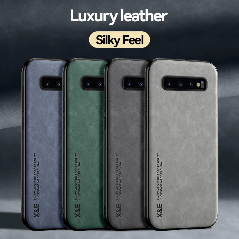 KEYSION Luxury Leather Case for Samsung S10 Plus S10+ S10e S9+ S8 Plus Silicone Shockproof Phone Back Cover for Galaxy Note 9 8