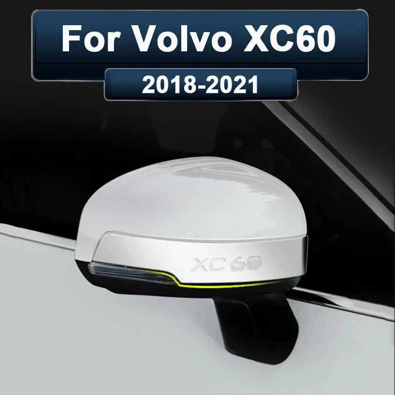 

For Volvo XC60 2018-2022 2023 2024 2025 Car Side Rearview Mirrors Cover Decoration Trim Sticker Exterior Chromium Accessories