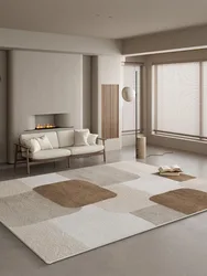 Modern Minimalist Geometric Pattern Large Area Living Room Carpets Beige Brown Bedroom Carpet Super Non-slip Creative Art Rug IG