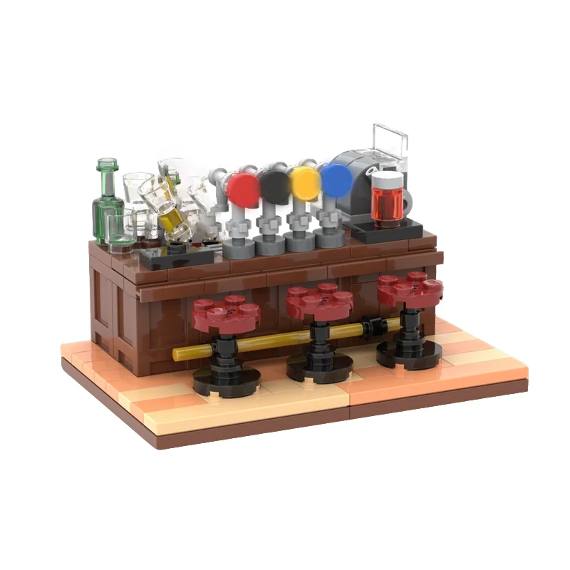125pcs MOC City Small Bar Model Building Blocks Architecture Assemble Creative Festival Gifts Toy DIY Idea Brick Education