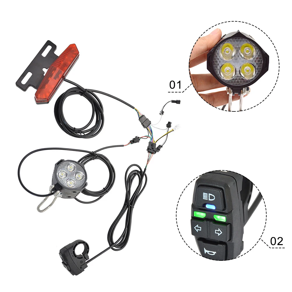 24-48V Light Package Electric Bicycle Light Kit Brake Light Functionality High-intensity Headlight For E-bikes