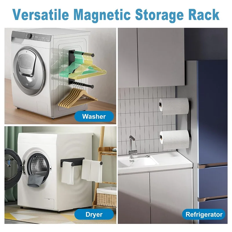 A51M-Hanger Organizer Stacker, Magnetic Hanger Holder, Extendable Hanger Storage Rack For Washing Machine Closet Laundry Room