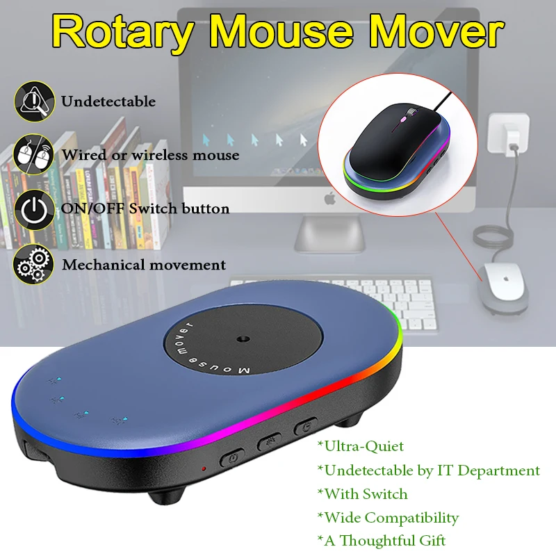 Rotary Mouse Shaker Anti-Sleep Automatic Movement To Prevent Computer Lock Screen Virtual Mouse Mover for Computer Awakening