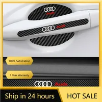 2025 Hot Carbon Fiber Car Door Handle Cup Protector Film & Threshold Scuff Plate Protector Stickers For Audi A3 A4 A5 A6 A7 A8 S