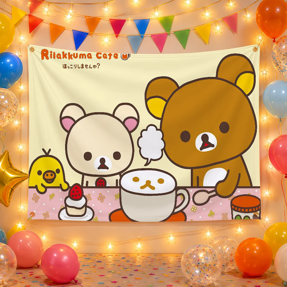 Cartoon R-rilakkuma-s Anime flag Decorative Home Yard & Garden Decor Banner - Indoor Outdoor Wall Hanging Flag
