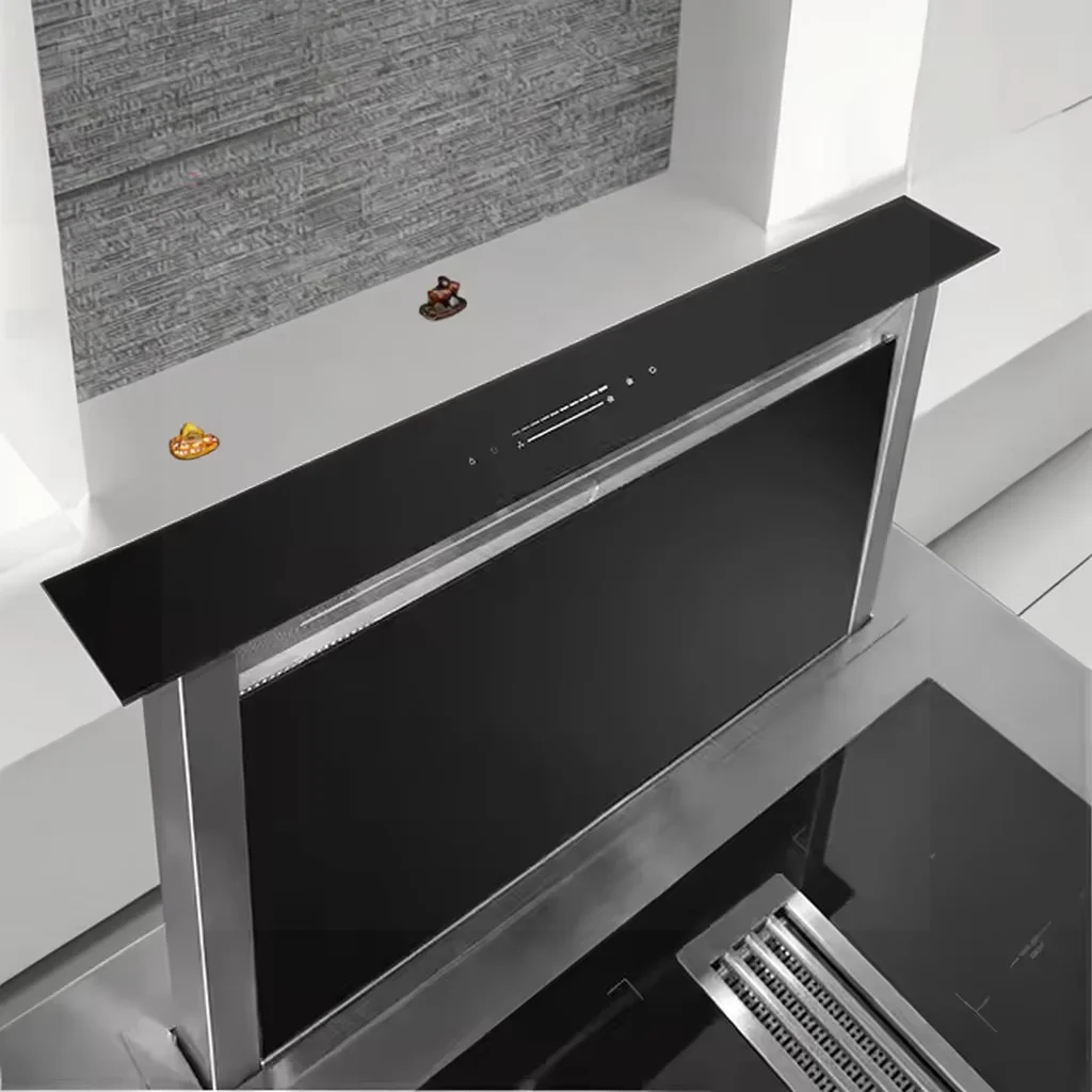 Ultra-Thin Ductless Slide-Out Downdraft Ventilated Range Hood Desktop Automatic Lifting Kitchen Rang Hood 90cm