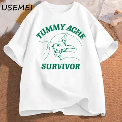 Tummy Ache Survivor T Shirt Men Women Funny Tummy Ache Tee Tshirt Cotton T-shirts Man Clothes Printed Aesthetic Clothing Tees