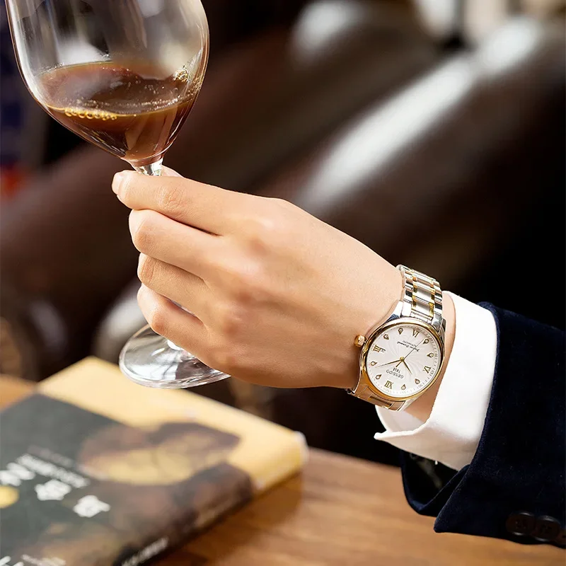 2025 ساعة كوارتز رفيعة للغاية مقاومة للماء للرجال، ساعة رجالية بتقويم عصري