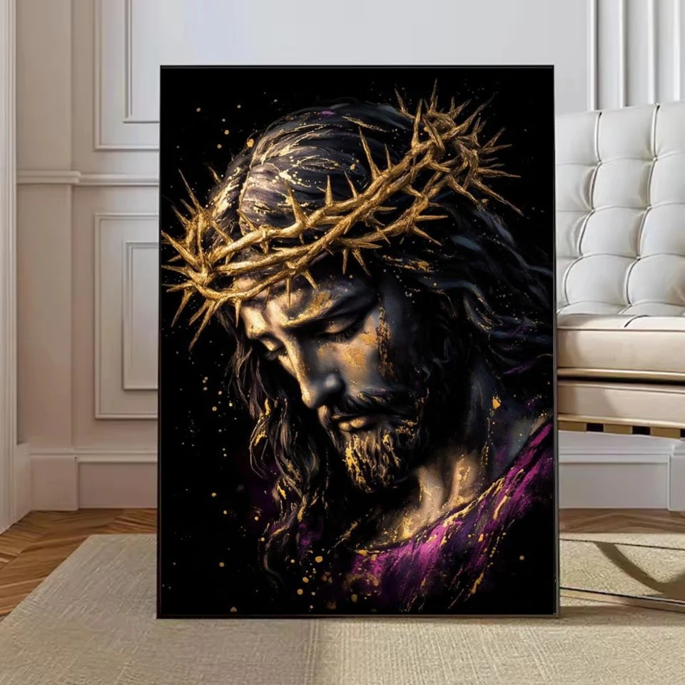 DIY 5D Diamond Painting Kit, Jesus Christ Religious Portrait Full Drill Diamond Art, Mosaic Cross Stitch for Home Decor, Gift