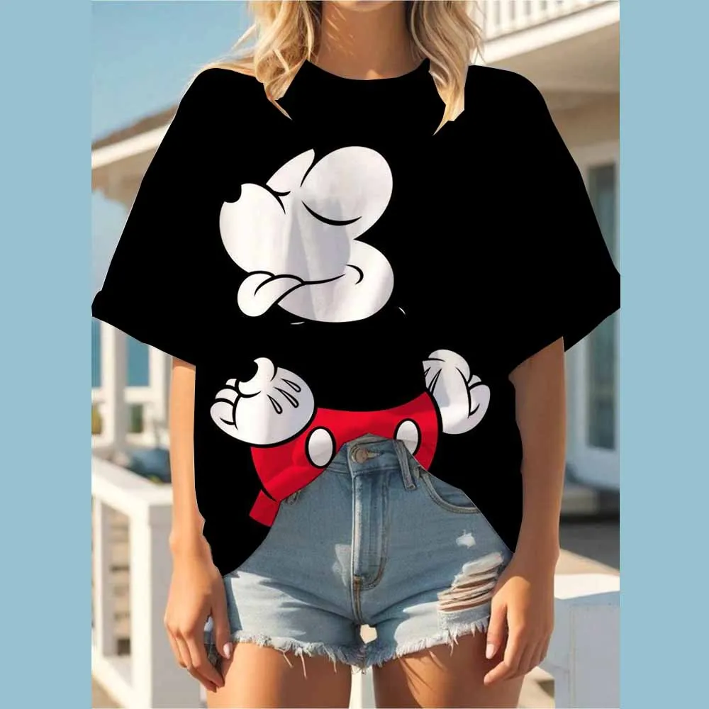Disney Clothing Graphic T-shirt Tee Top Fashion Summer O-neck Mickey Mouse Printed Short Sleeve T Shirt Women Clothes