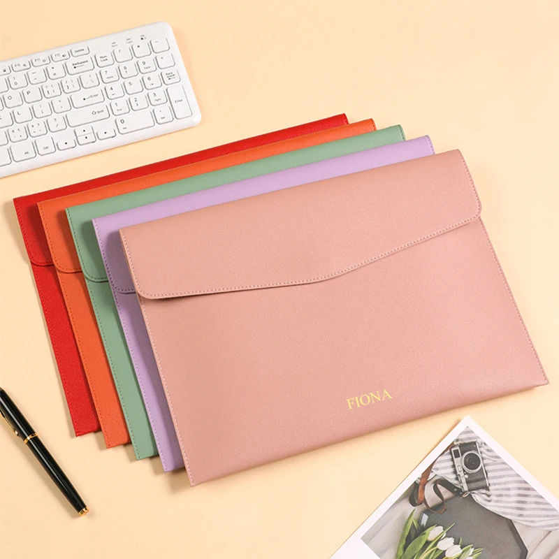 DIY Logo PU Leather A4 Paper Document Bag Custom Name Business Office File Storage Bag Student Personalize Photo Clutch Bags