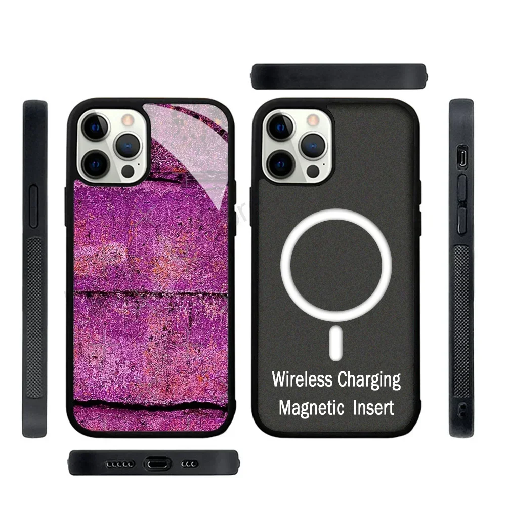 Purple Violet Cement Concrete Industrial Surface Phone Case Strong Magnetic for IPhone 15 14 13 Pro Max 11 12 Mini for Magsafe