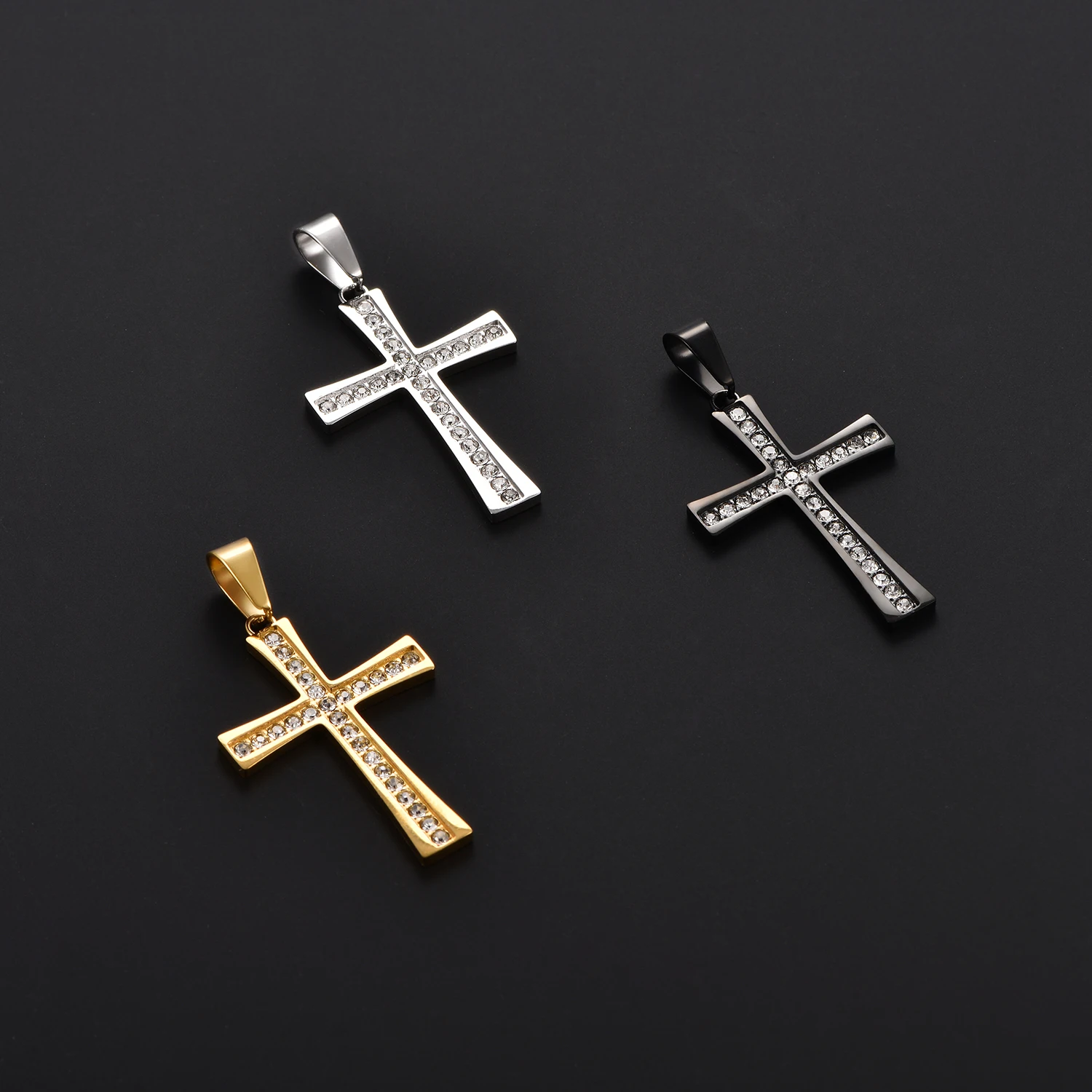 Religiöser Schmuck für Frauen und Männer, katholisches Christus-Kreuz aus Edelstahl, Halskette mit Jesus-Kreuz-Anhänger – Detail 3