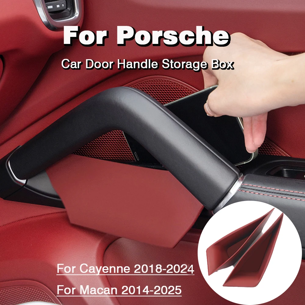 

For Porsche Cayenne Macan Car Door Handle Storage Box Front Rear Door Organizer Keys Phone Holder LHD Auto Interior Accessories
