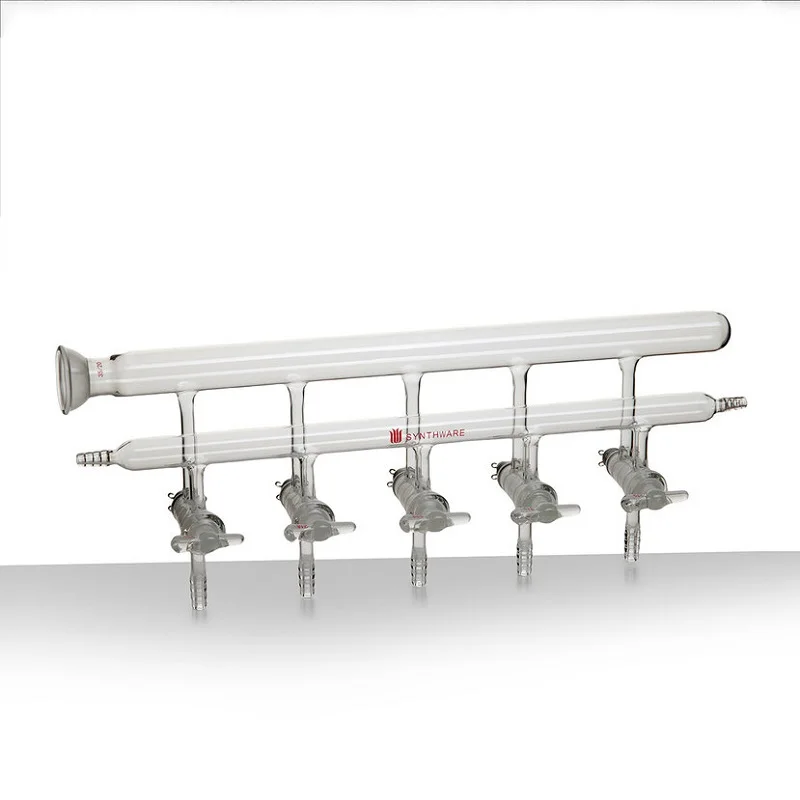 SYNTHWARE Vacuum gas distributor with double row pipes, MANIFOLD, DOUBLE,  SOLID GLASS STOPCOCKS, SPHERICAL JOINT, M35