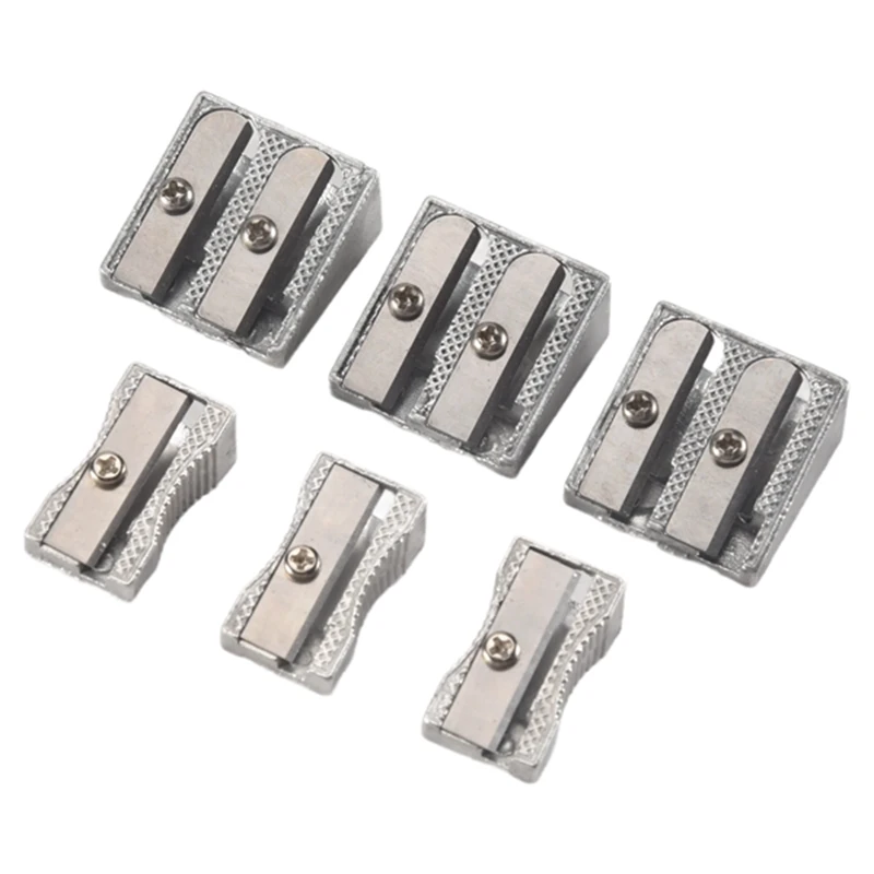 6 Pcs Metal Pencil Sharpeners, Single And Dual Hole Pencil Sharpeners Manual Art Sharpeners For Colored Pencils