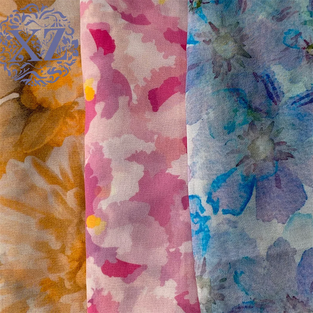 Multi Color Duurzame Streep Polyester Digitale Print Stof Custom Digitaal Bedrukt Bloemen Chiffon Stof Voor Vrouwen Jurk