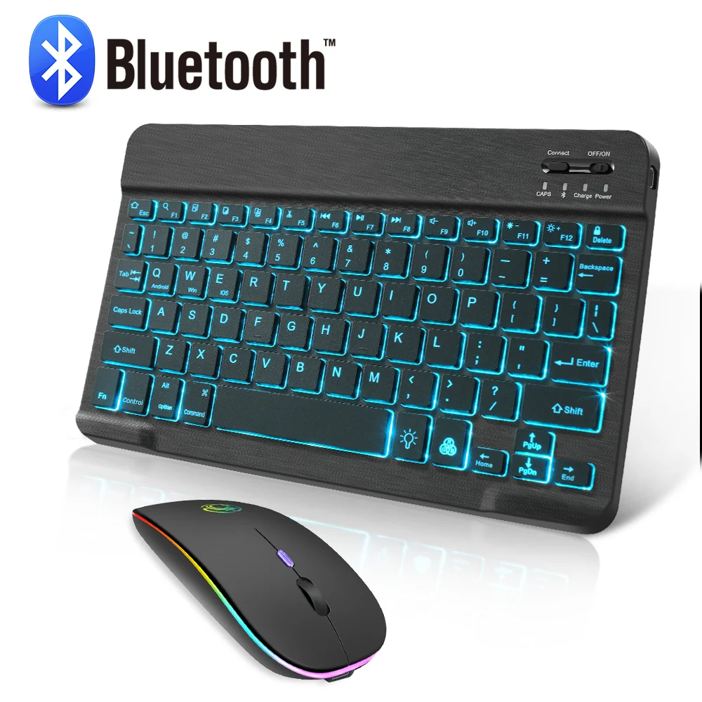 Mini Bluetooth Keyboard And Mouse Wireless Backlit Keyboard Spanish Tablet Keyboard Mouse For Phone ipad Cell Phone Laptop