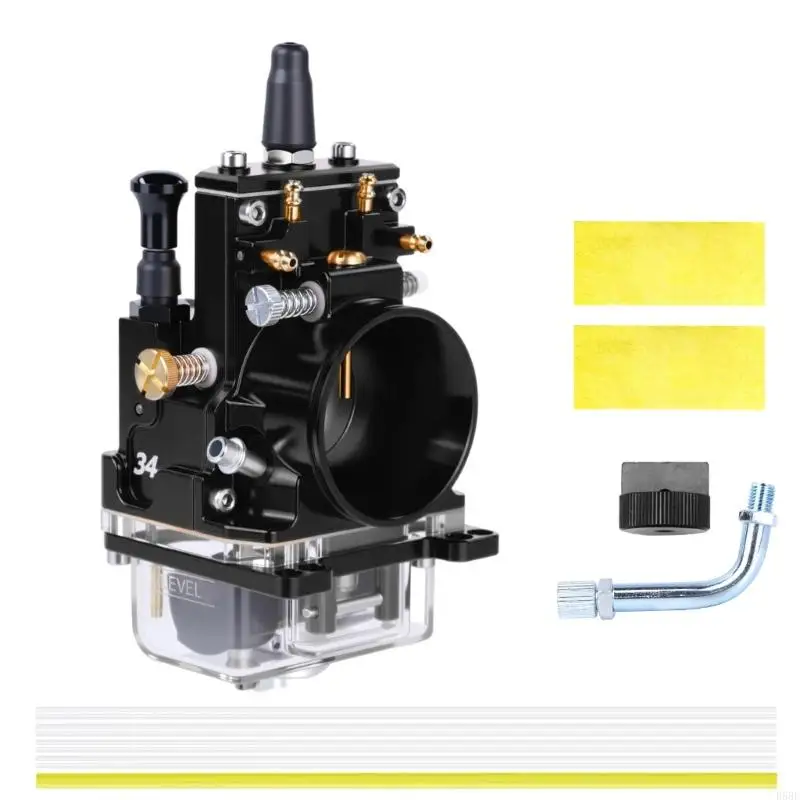 D5BE Motorbike Carburetor Assembly with Anodized Metal Housing and Tuning Oriented Layout for Trail Repair Service Use