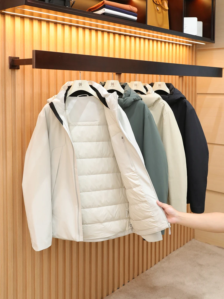 

City functional wind, winter new men's high-end outdoor hiking suit 90 goose down hooded down jacket