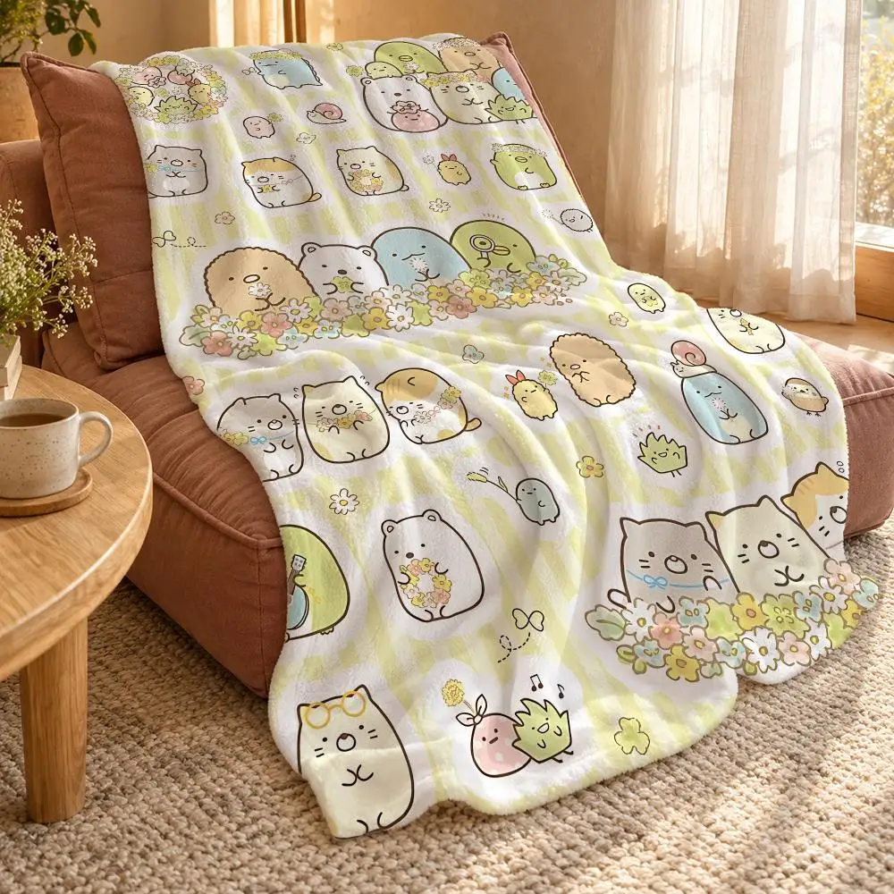 Sumikko Gurashi Throw Double Sided Flannel Throw Blanket Soft Travel Camping Sofa Bed Home