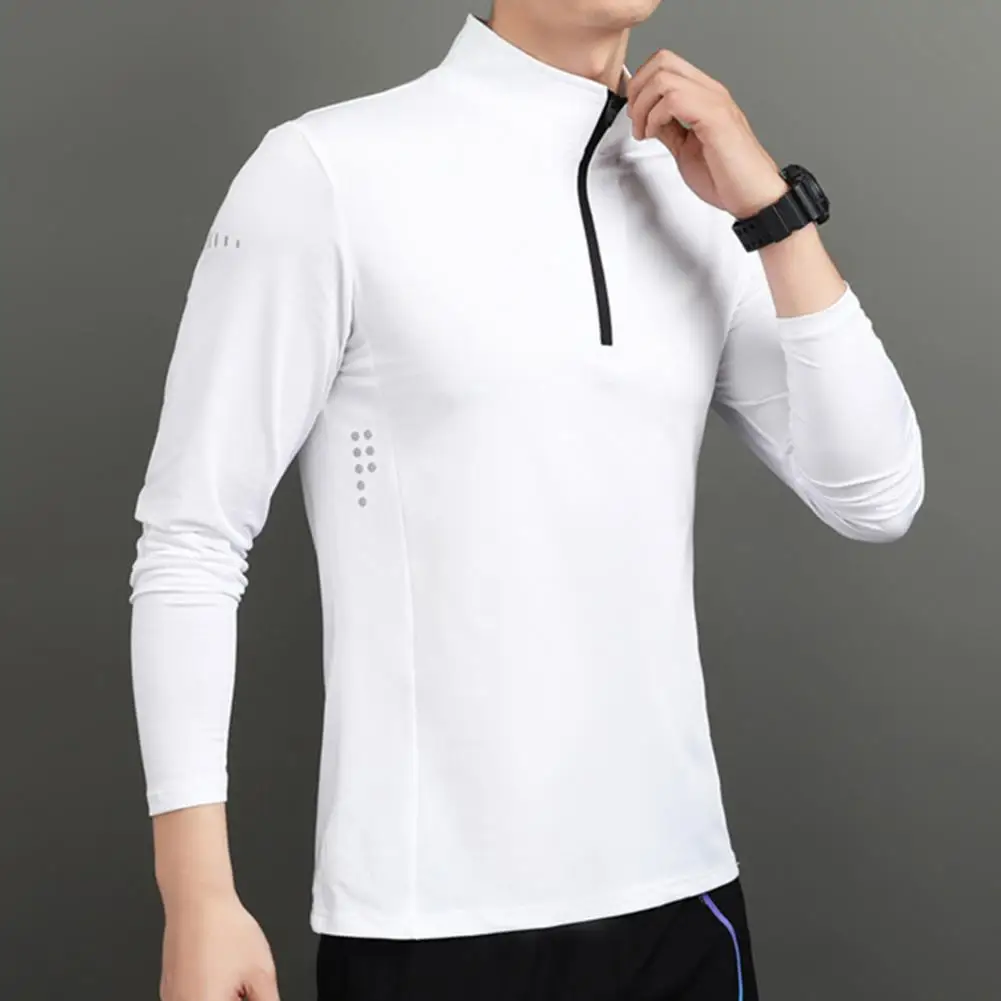 

Men Sports Shirts Men's Stand Collar Half Zip Sweatshirt Slim Fit Pullover For Autumn Winter Wear Solid Color Long Sleeve Sports