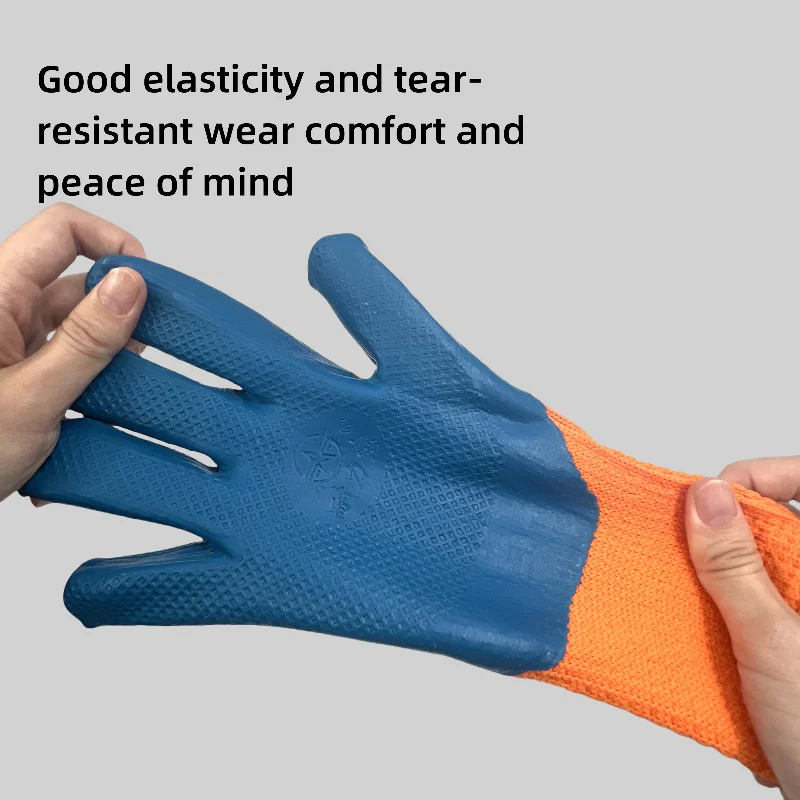 1 Pair Safety Waterproof Work Gloves Woman Men's Working Gloves Wear-resistant Double Coated Nylon Gloves Comfortable Latex Foam