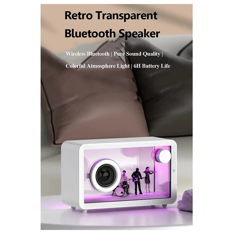 New -M8 Colorful RGB Lamp Transparent Glass Wireless Bluetooth Speakers Outdoor Subwoofer HI-FI Stereo Sound A-A13G