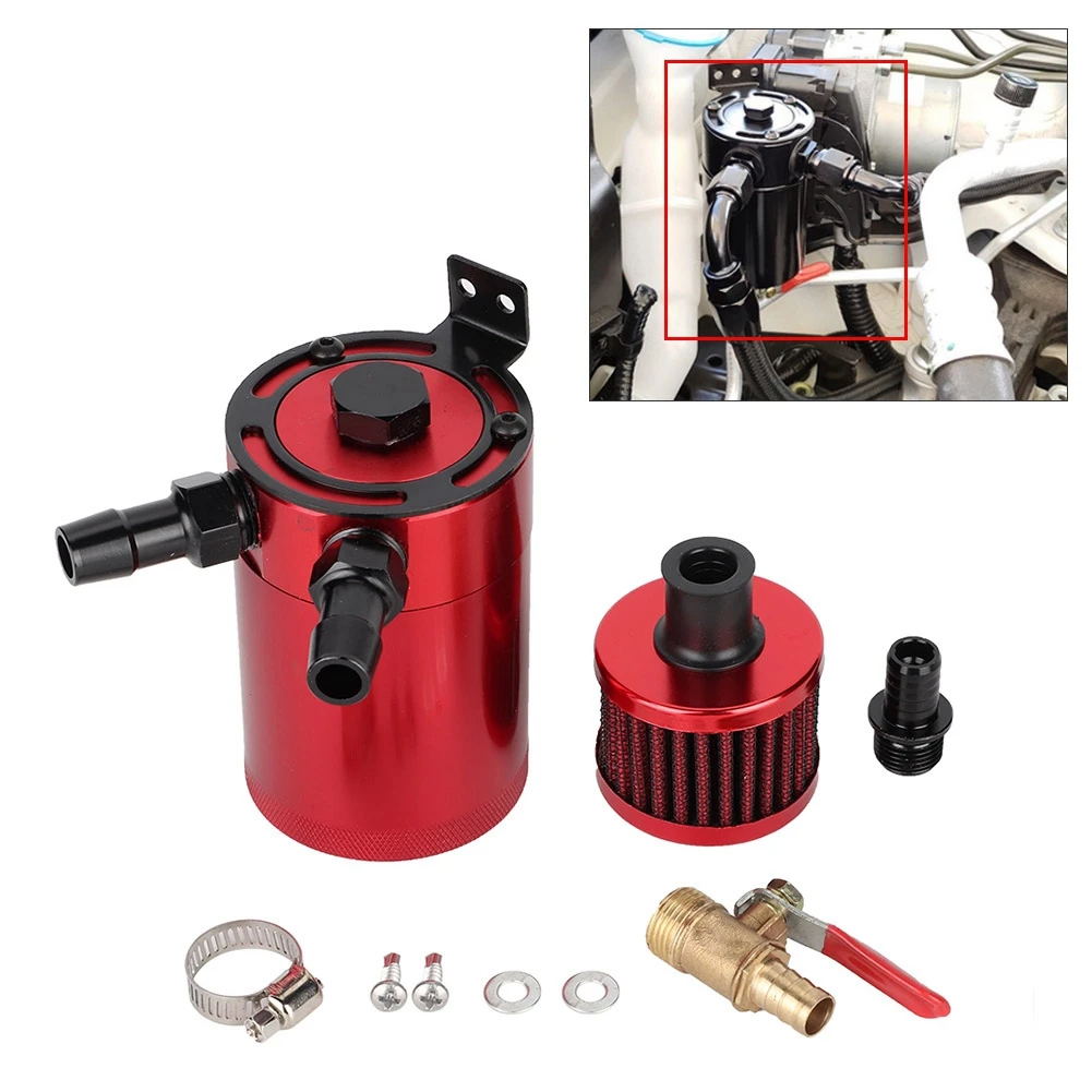 Oil Catch Can Oil Catch  Oil Reservoir Universal Aluminum Alloy Oil  Reservoir Catch Can with 2 Port Accessory Kit