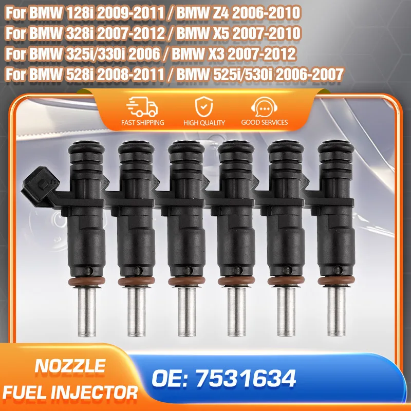 

Set of 6pcs Fuel Injector Nozzle For BMW X3 X5 Z4 BMW 328i 325i 330i 528i 525i 530i xDrive xi 128i Car Parts 7531634 13537531634