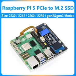 Raspberry Pi 5 PCIe to M.2 NVMe HAT SSD C Gen2 And Gen3 Modes Pi5-PCIe-2280-2260-2242-2230 Adapter Board Booting PI5 From SSD