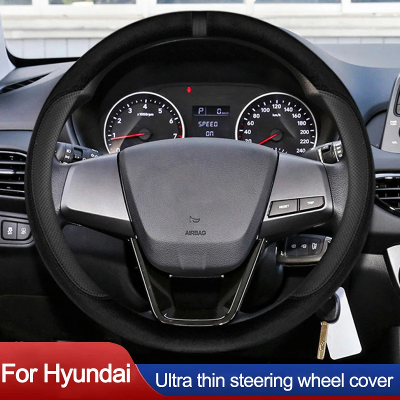 Suede Car Steering Wheel Cover Wrap for Hyundai IX35 Celesta Mistra IX25 Elantra La Festa D O Type Steering-Wheel