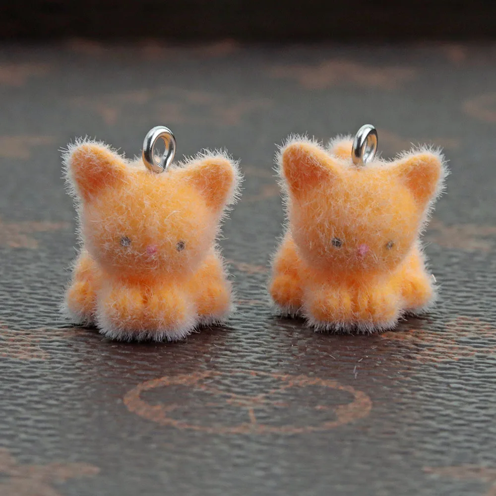 1Pcs Plush Fox Charms Cute Flocked Animal Pendants for DIY Necklace Bracelet Keychain Jewelry Making