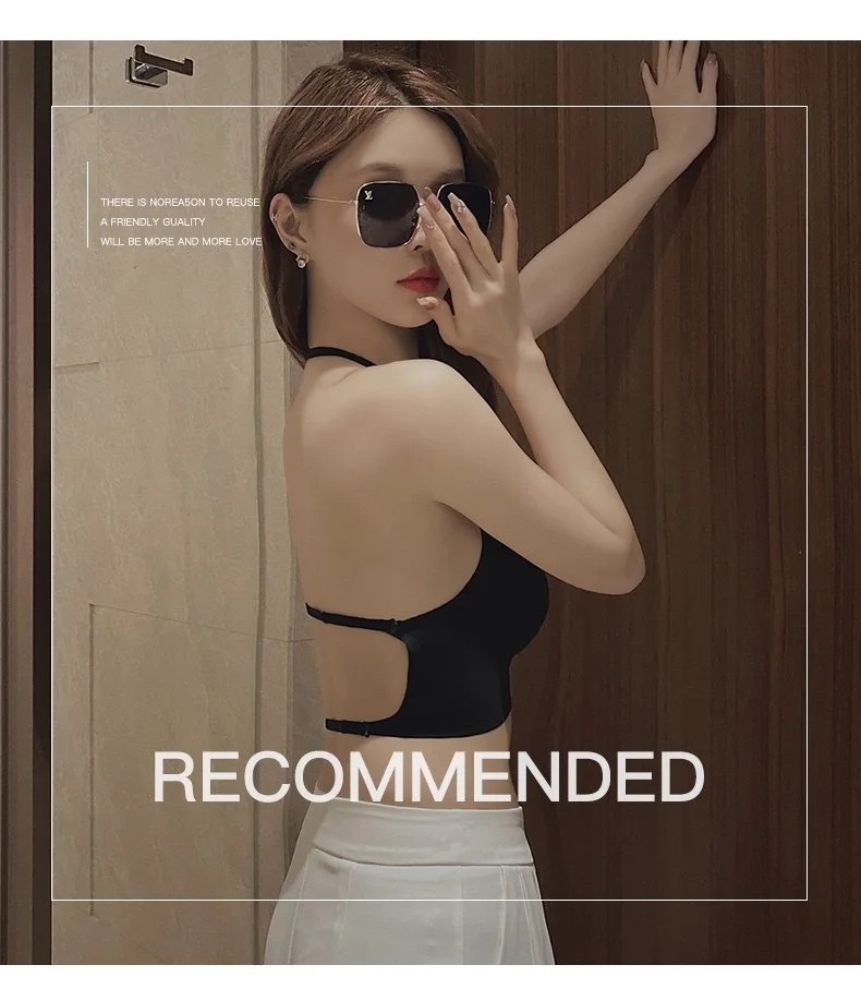 Seamless U Backless Bralette for Small Breasts, One Piece Camisole Vest with Removable Chest Pads, Outer Wear Underwear