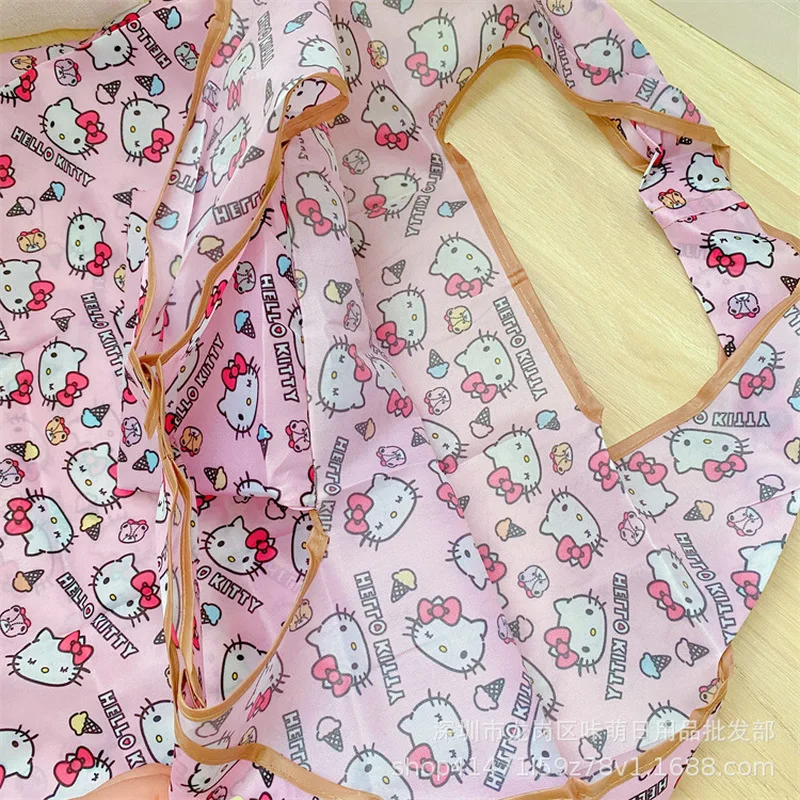 2024 Hello Kitty My Anime Sanrio Shopping Bag Portable Folding Large Capacity Eco-Friendly Supermarket Shopping Bag Totebags