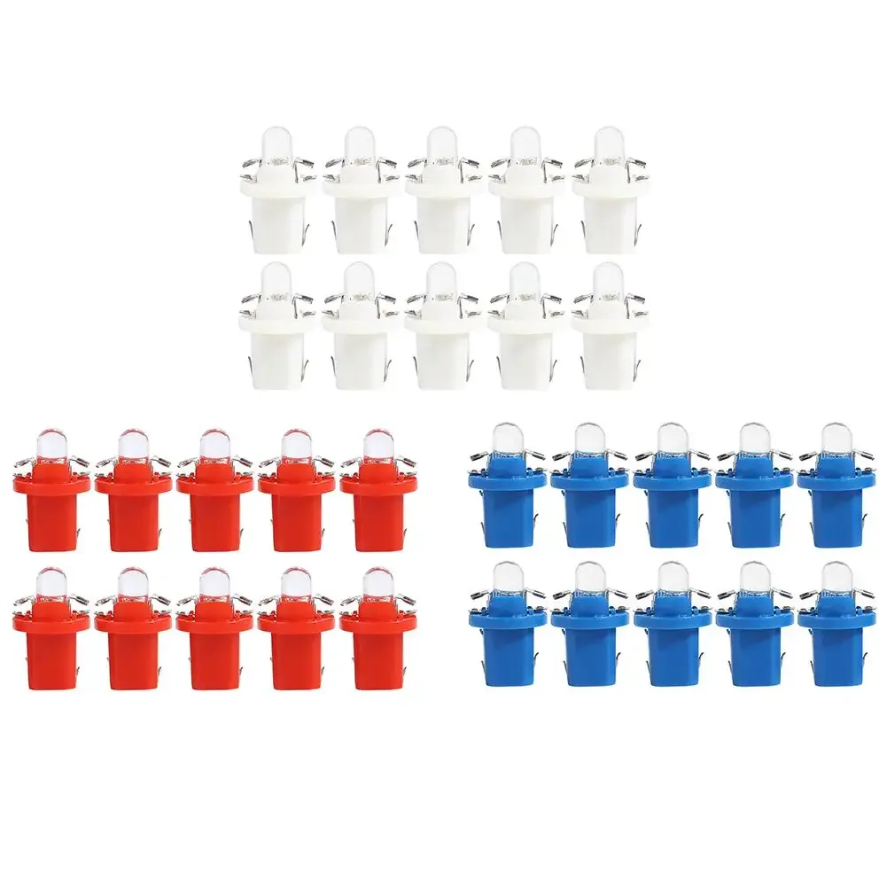 10pcs Universal T5 B8.5D LED Car Light Auto Dashboard Instrument Cluster Light Bulbs White/ Red/ Blue