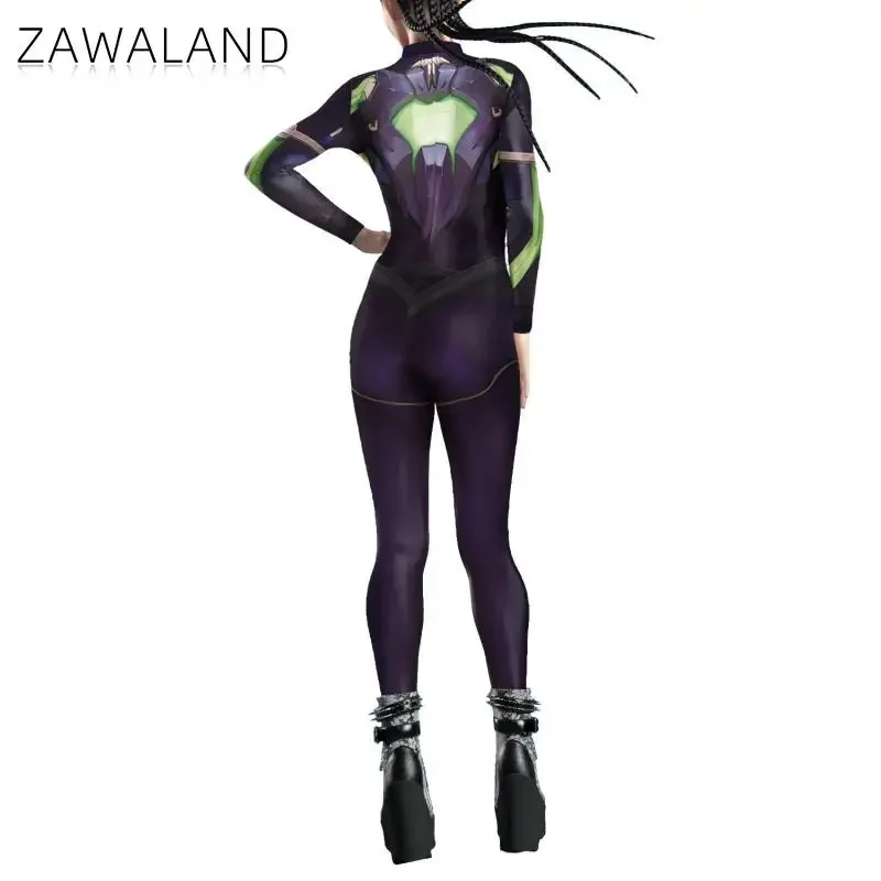 Zawaland Cosplay zwierząt viper kombinezon Anime body dla dorosłych Catsuit Zipper Zentai kostium na Halloween wykonanie odzieży damskiej