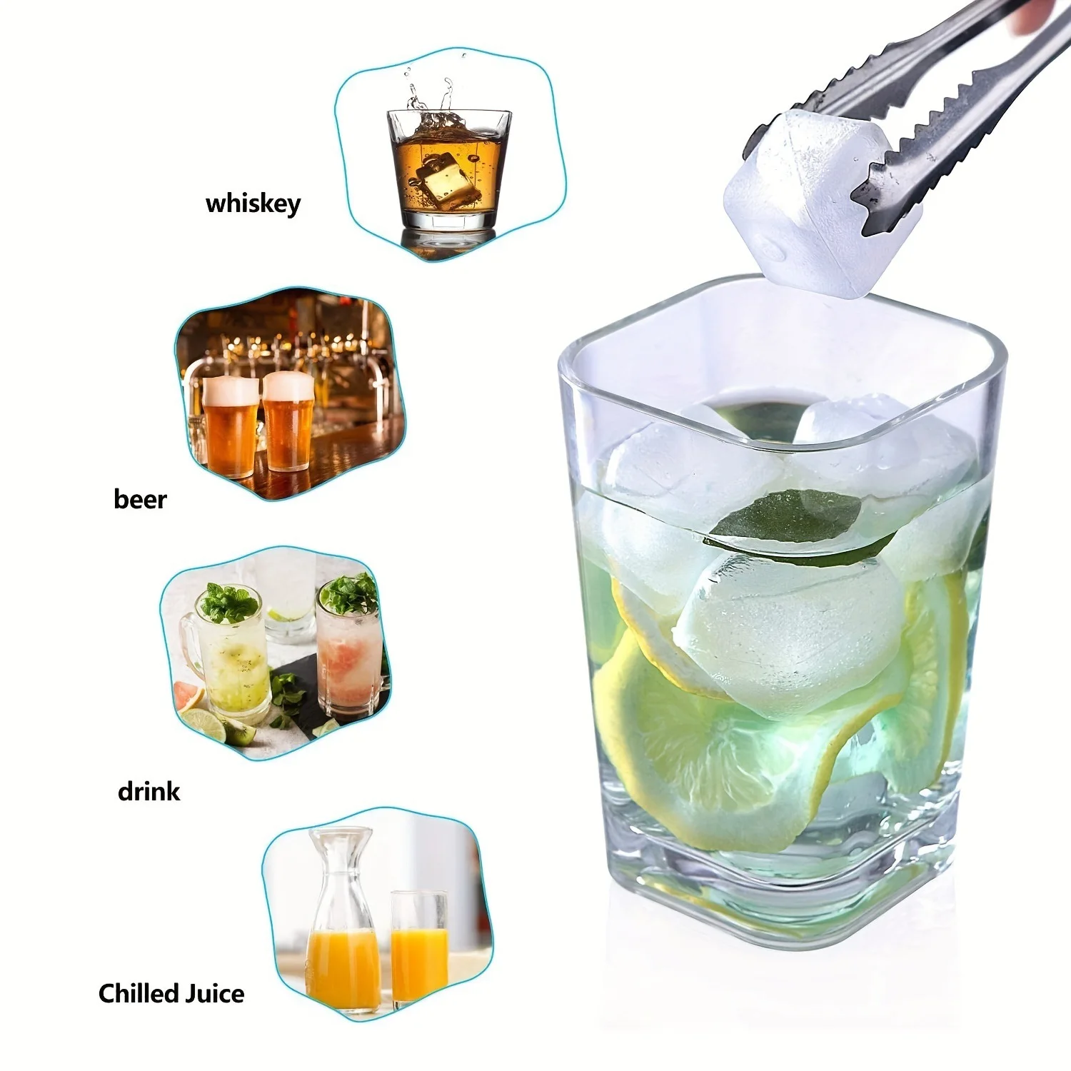 24 Quick Frozen Cubes Plastic Ice Cubes Reusable Food Grade Summer Cold Drinks Bar Drinks Ice Cubes Ice Tray