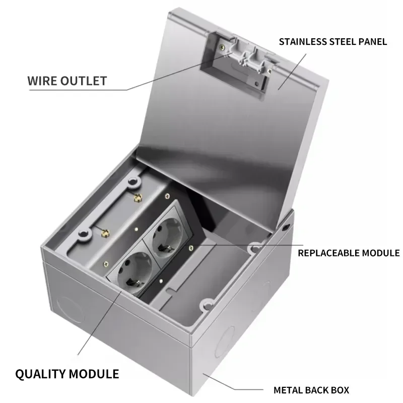 130Size EUR High quality Marble Floor Socket EU Outlets Recessed Electrical For Socket Floor 250v Built In Socket